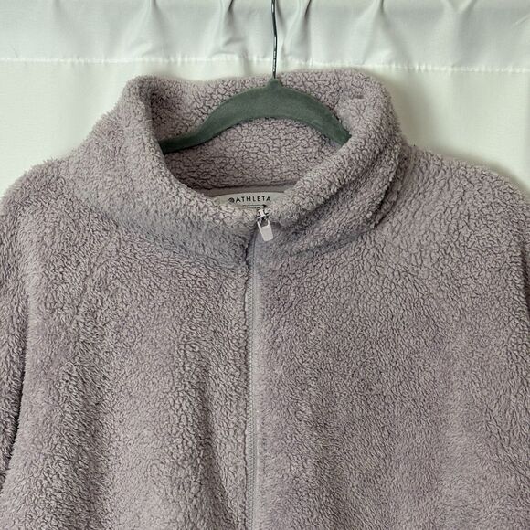Athleta Lavender Women’s Tugga Sherpa Fleece Cropped Zip Jacket Size 2X Pockets - Picture 6 of 11